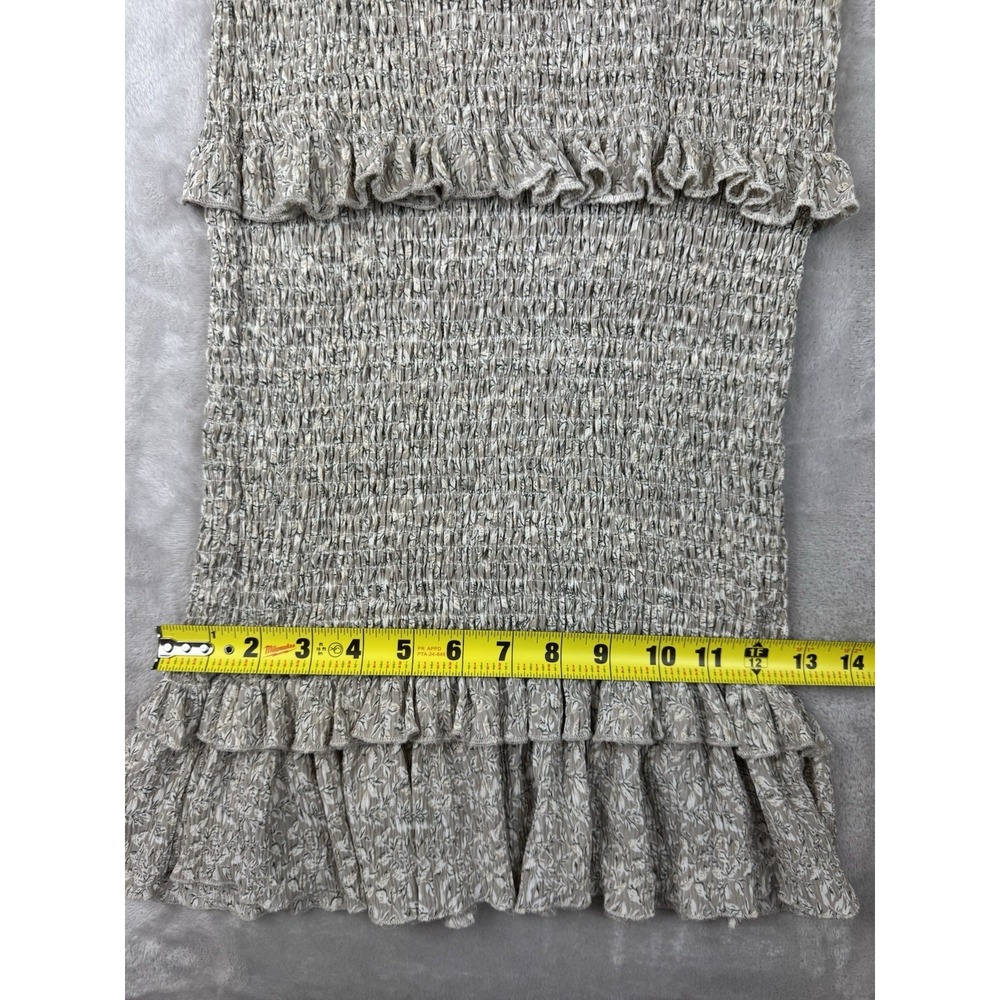 Mable Floral Smocked Midi Dress Medium M Tiered Ruffle Boho Spaghetti Strap Gray - Picture 10 of 13